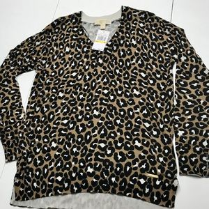 Michael Michael Kors leopard print v neck sweater